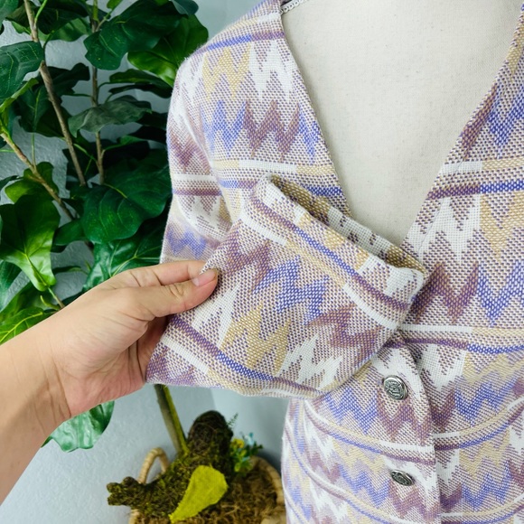 VINTAGE HANDMADE CHEVRON LIGHT PASTEL PURPLE PINK COAT JACKET - Picture 5 of 6